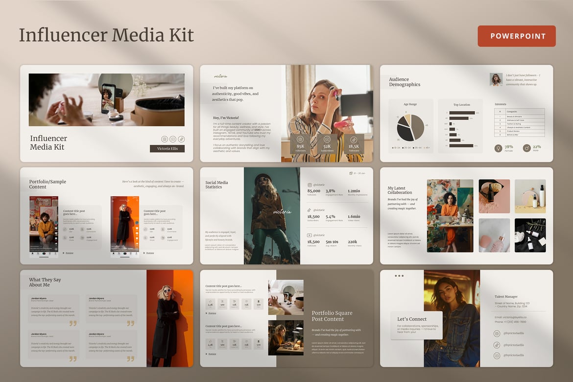 Template PowerPoint Media Kit untuk Influencer