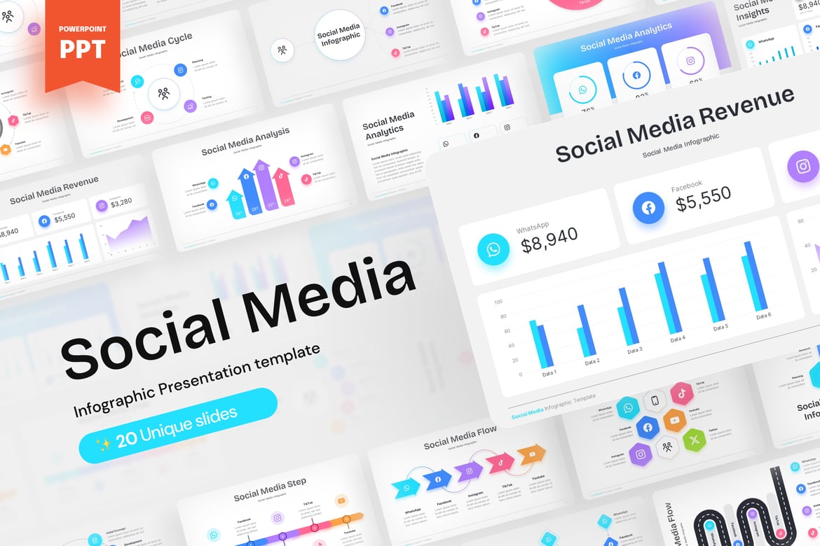 Template Presentasi Infografis Media Sosial yang Menarik