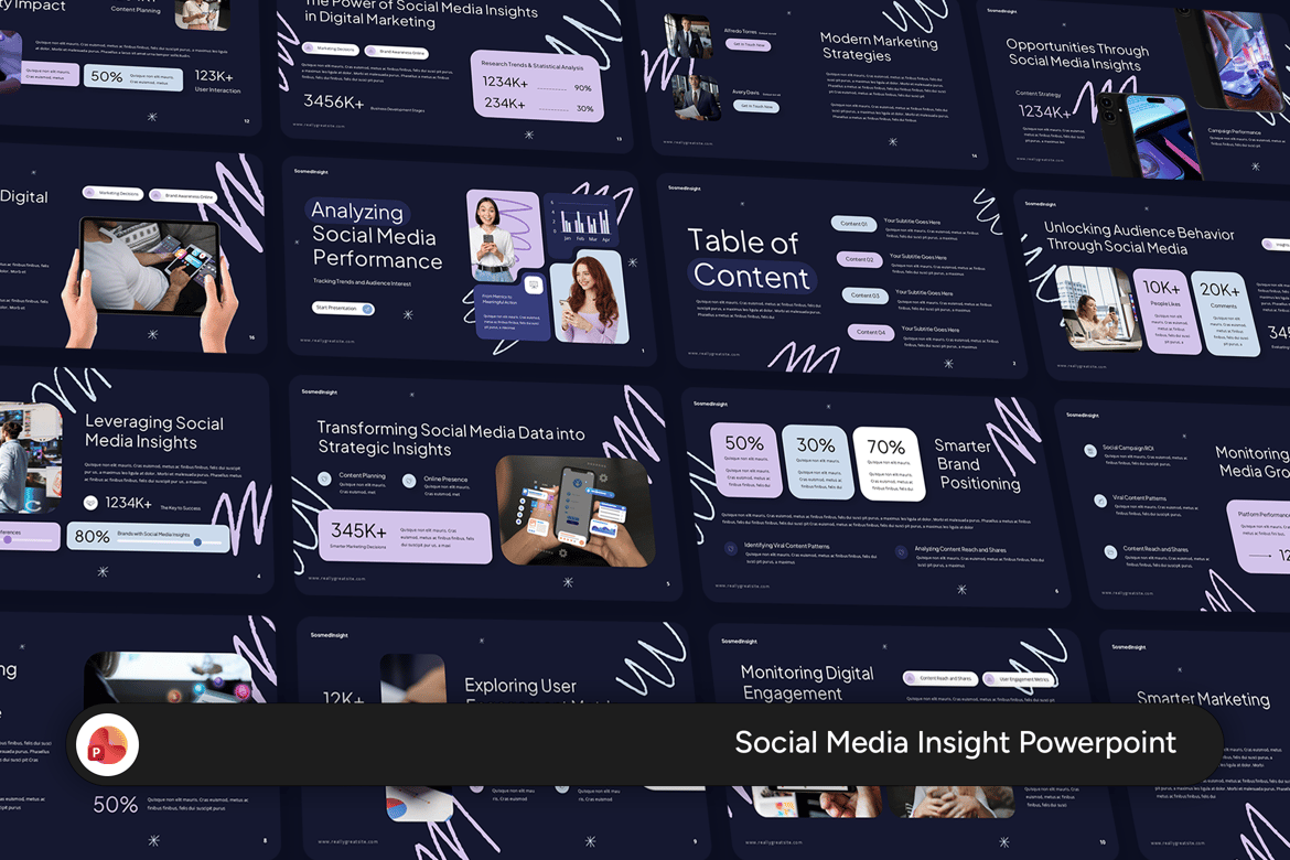 Template PowerPoint Insight Media Sosial yang Profesional dan Fleksibel
