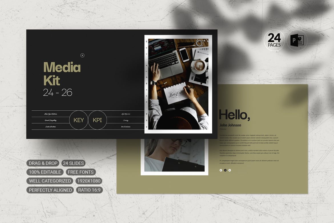 Template PowerPoint Kit Media untuk Media Sosial yang Menarik