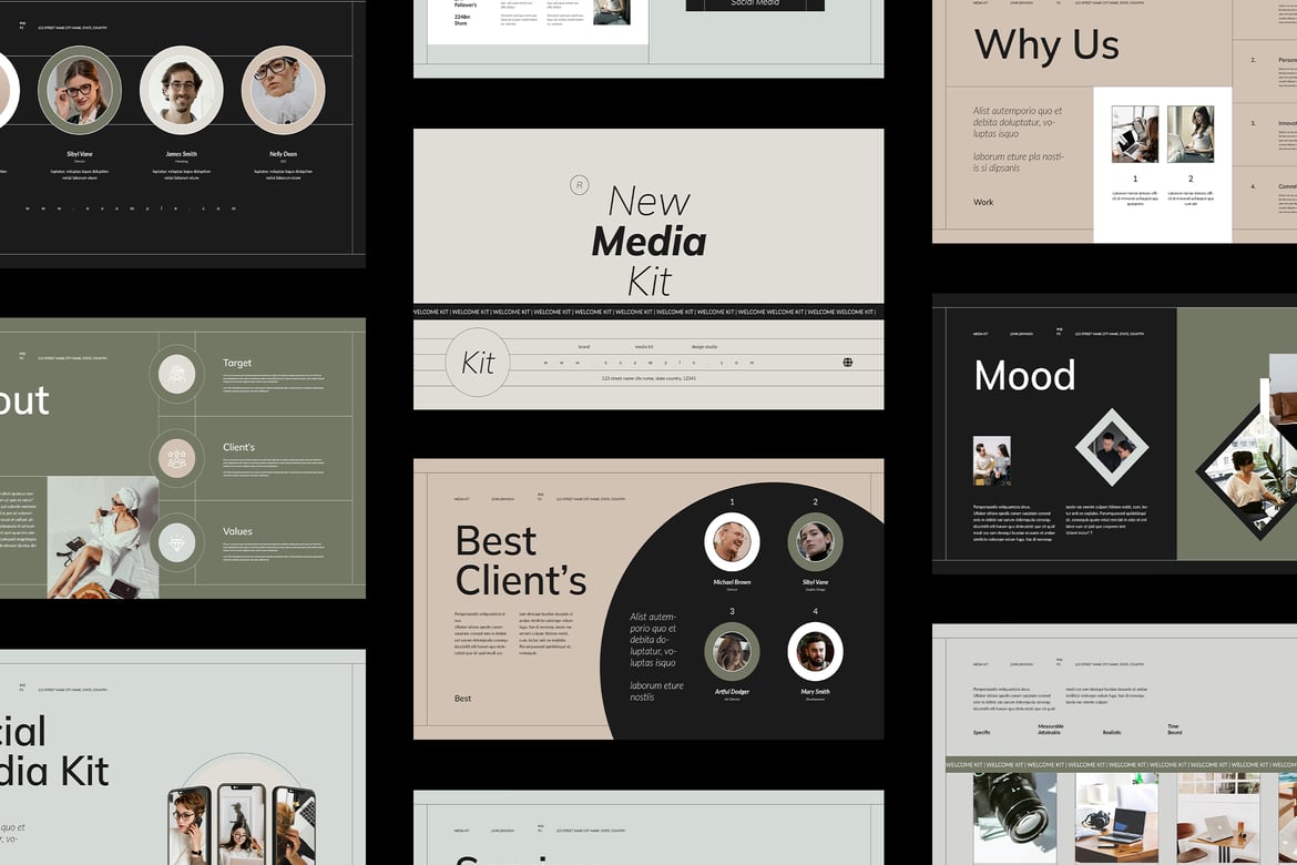 Template PowerPoint Kit Media Sosial yang Menarik