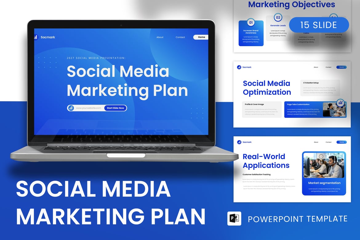 Template PowerPoint Rencana Pemasaran Media Sosial yang Menarik