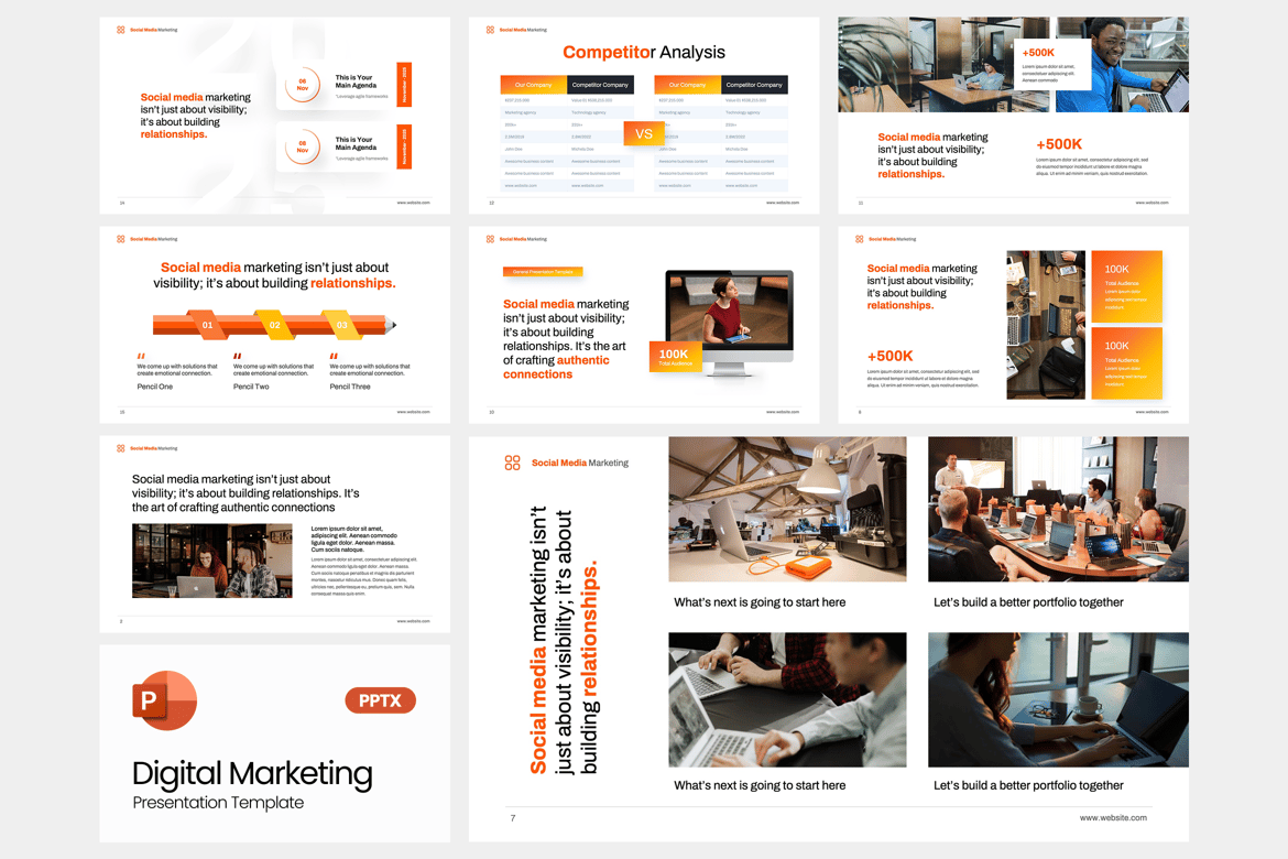 Template Presentasi Powerpoint Pemasaran Media Sosial yang Menarik