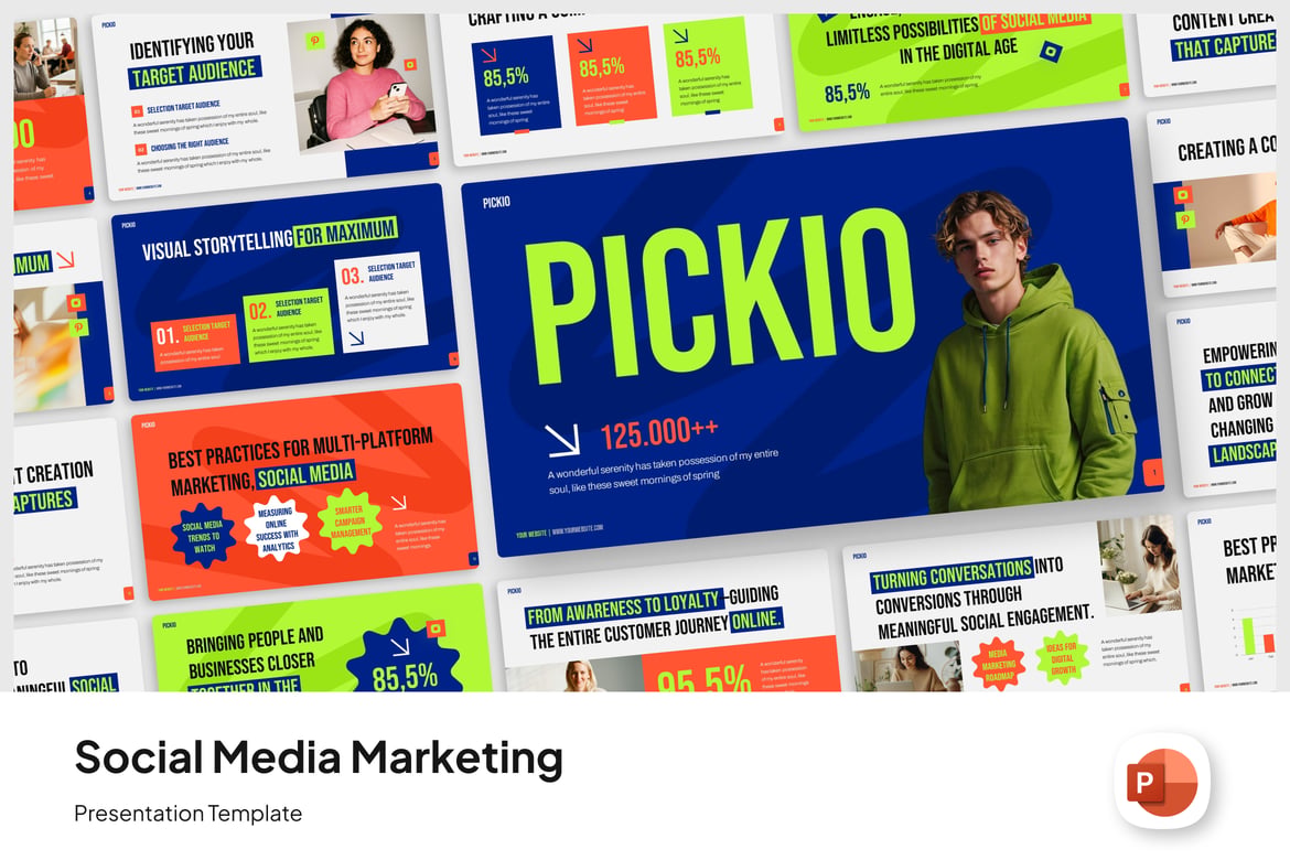 Template PowerPoint Pemasaran Media Sosial yang Kreatif