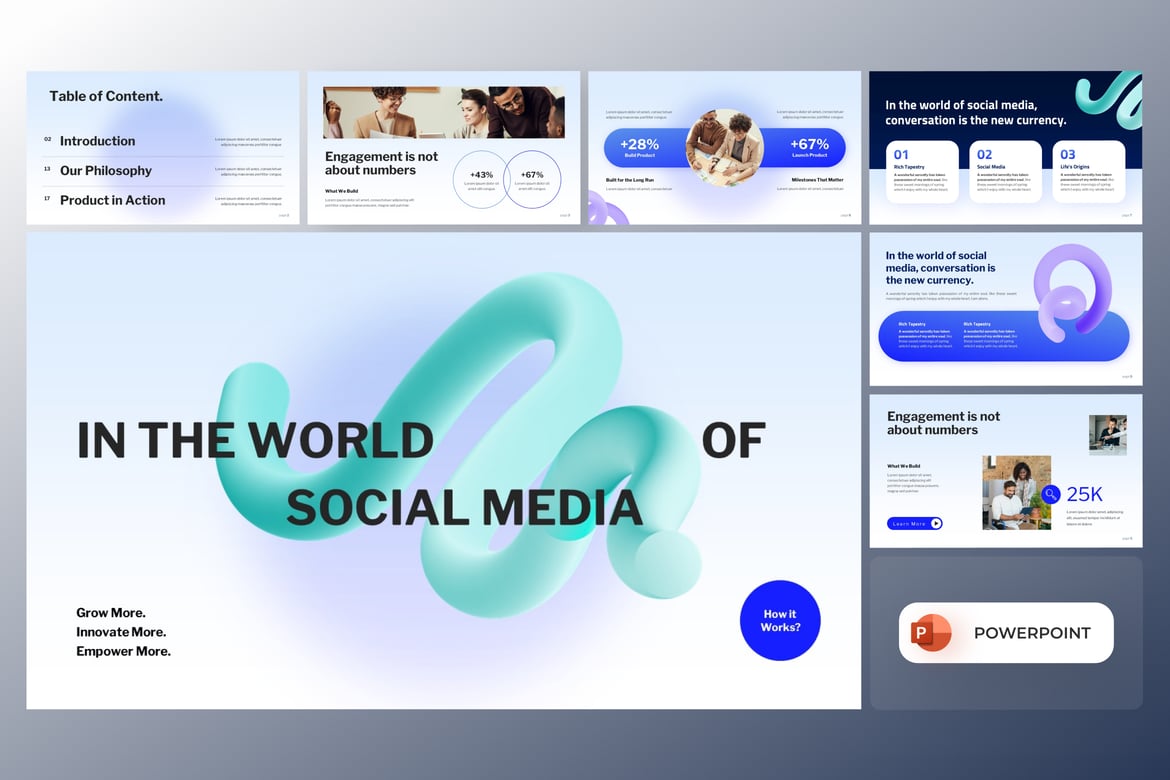 Template PowerPoint Pemasaran Media Sosial yang Menarik
