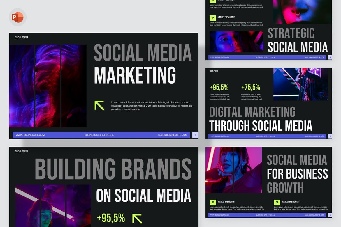 Template Presentasi PowerPoint Pemasaran Media Sosial yang Modern