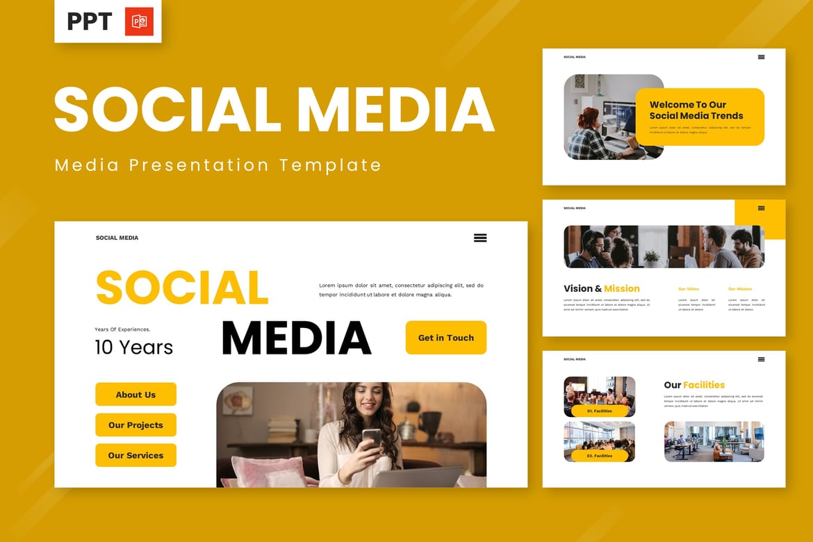 Template PowerPoint Media Sosial yang Menarik dan Kreatif
