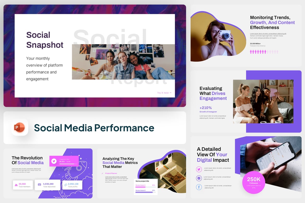 Template Presentasi PowerPoint Kinerja Media Sosial yang Menarik