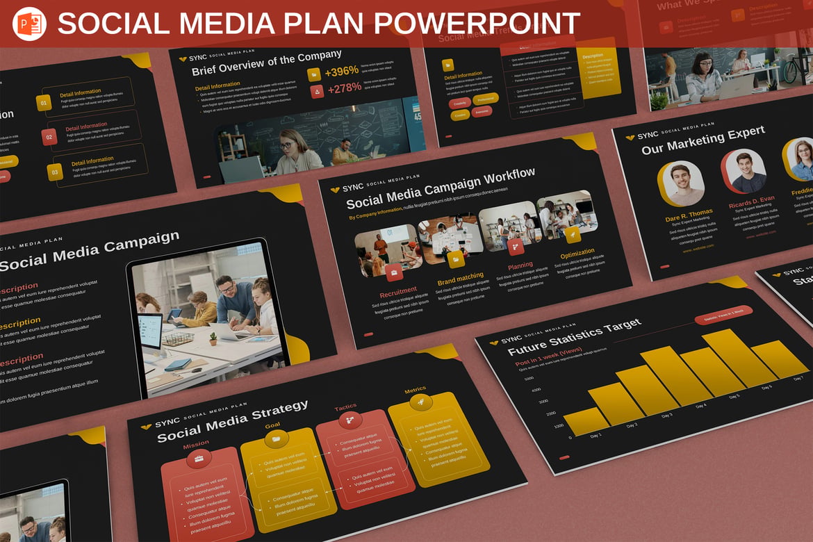 Template PowerPoint Rencana Media Sosial yang Efektif dan Menarik