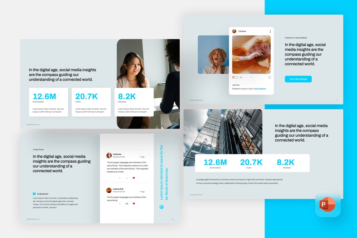 Template PowerPoint Media Sosial yang Modern dan Profesional