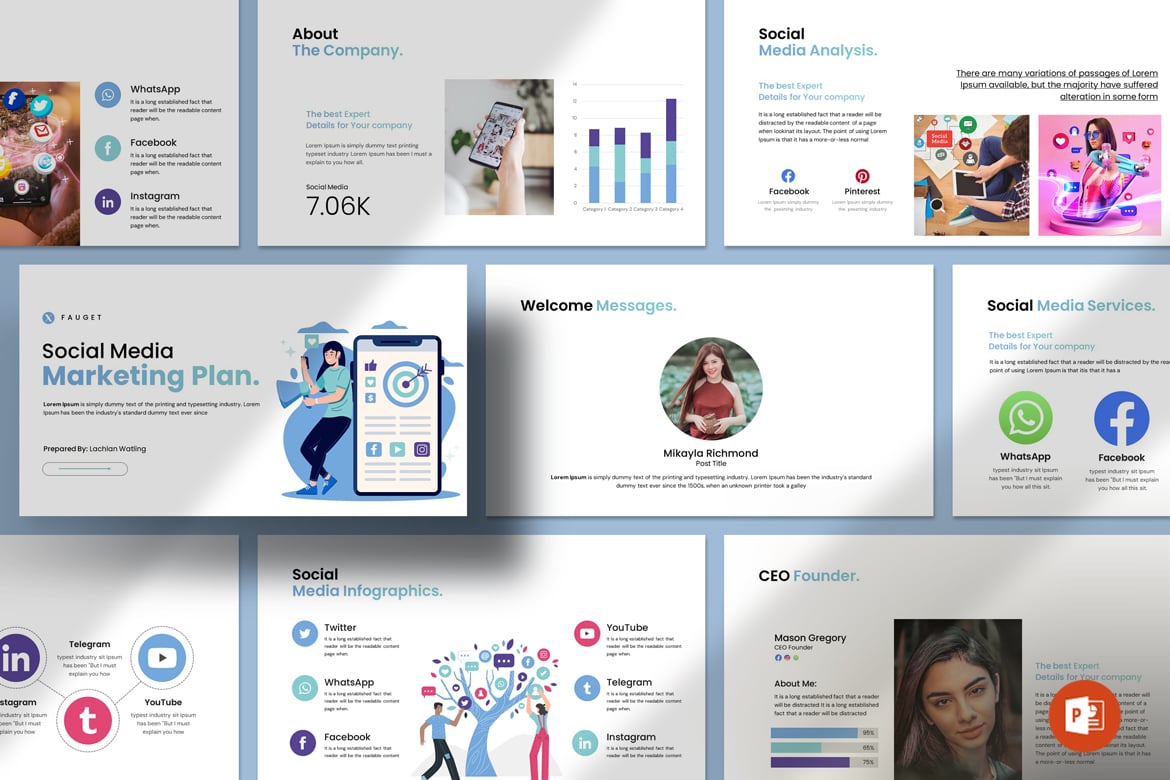 Template Presentasi PowerPoint Media Sosial yang Menarik
