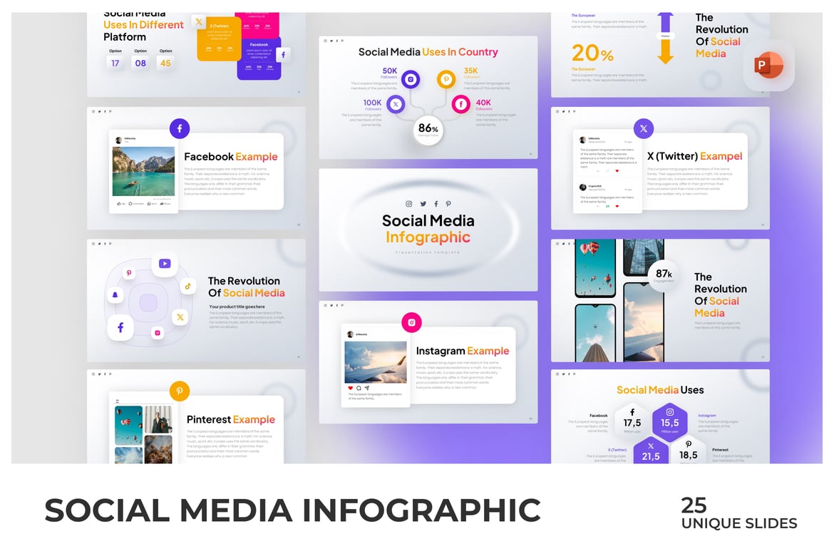 Template PowerPoint Media Sosial yang Menarik