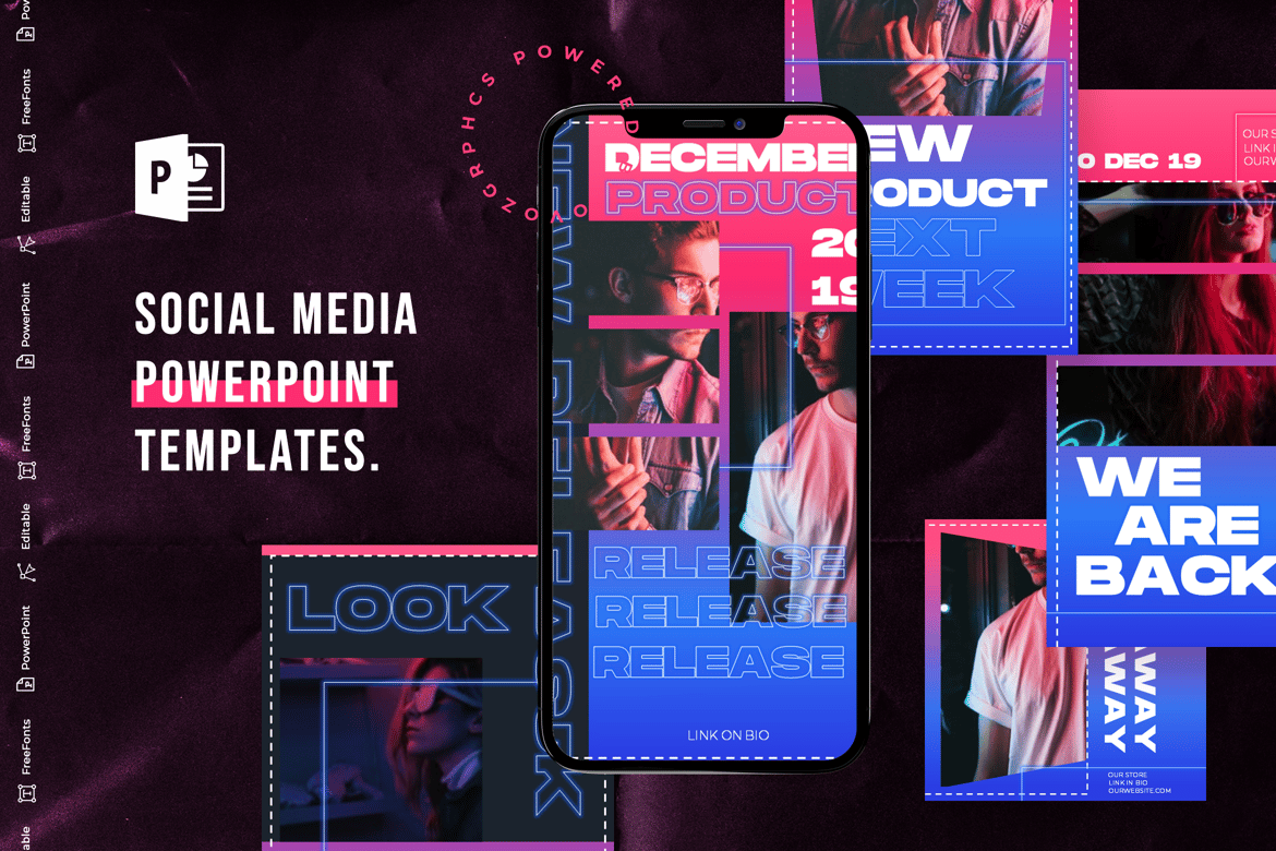 Template PowerPoint Media Sosial yang Kreatif dan Modern