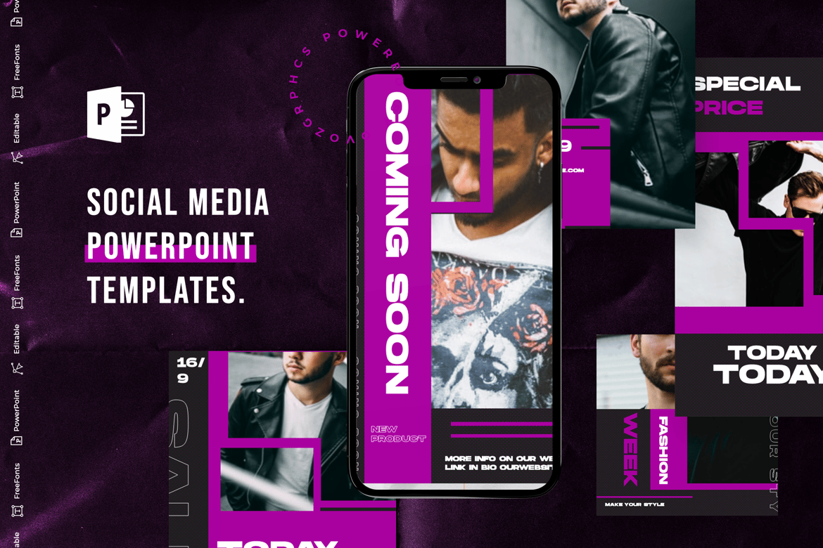 Template PowerPoint Media Sosial yang Kreatif dan Modern