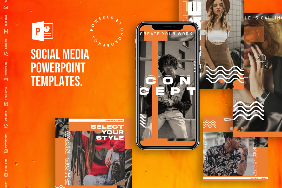 Template PowerPoint Media Sosial Modern dan Kreatif