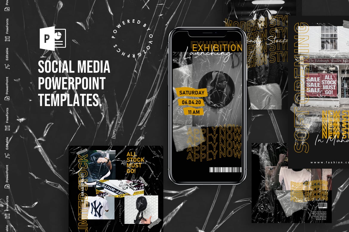 Template PowerPoint Media Sosial yang Kreatif dan Modern