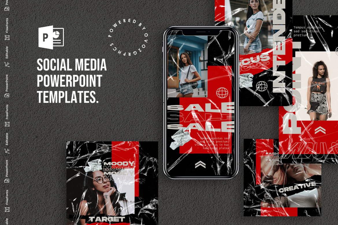 Template PowerPoint Media Sosial yang Kreatif dan Modern