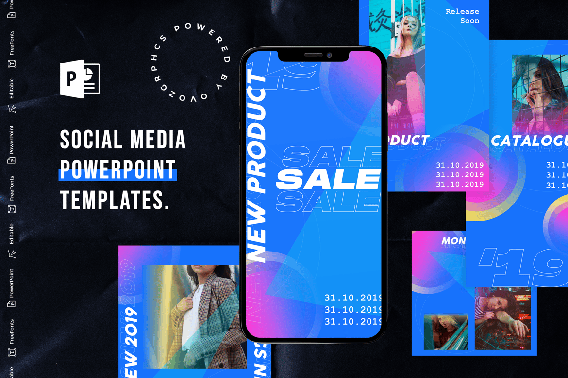Template PowerPoint Media Sosial yang Kreatif dan Modern