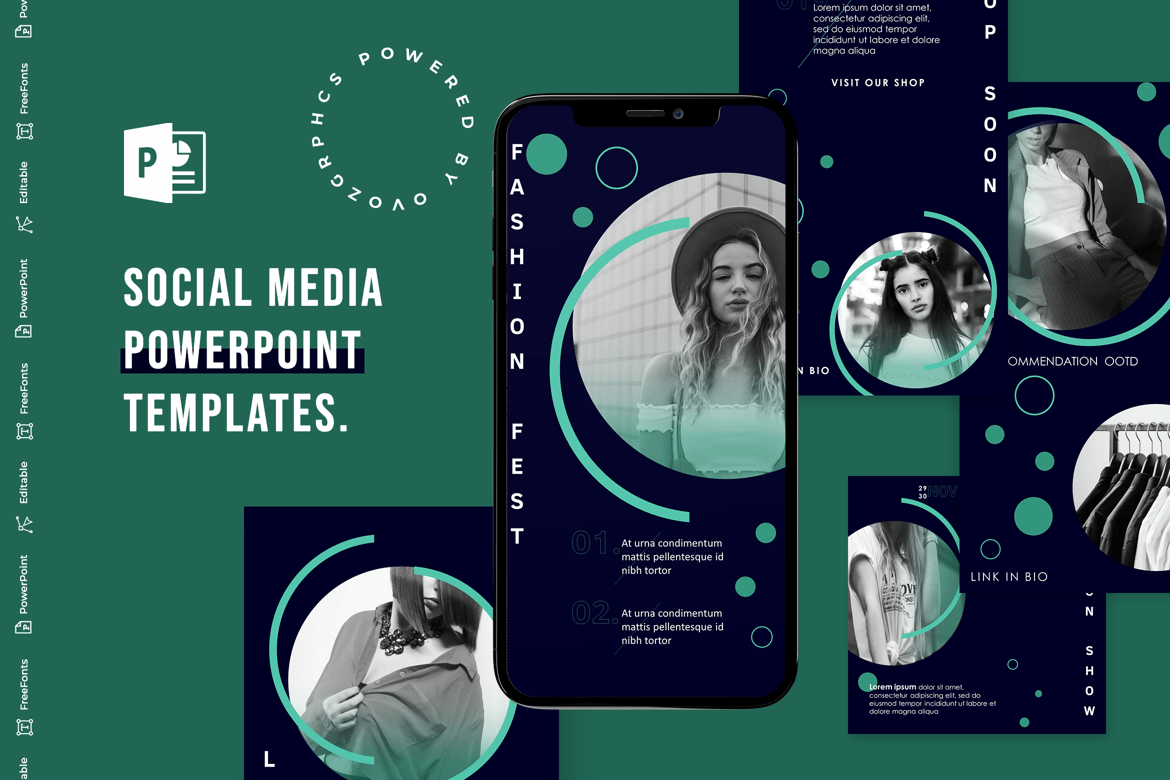 Template PowerPoint Media Sosial yang Kreatif dan Modern