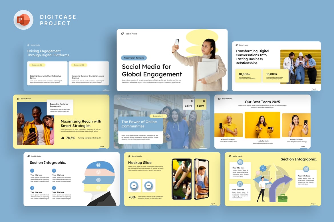 Template PowerPoint Media Sosial yang Menarik dan Kreatif