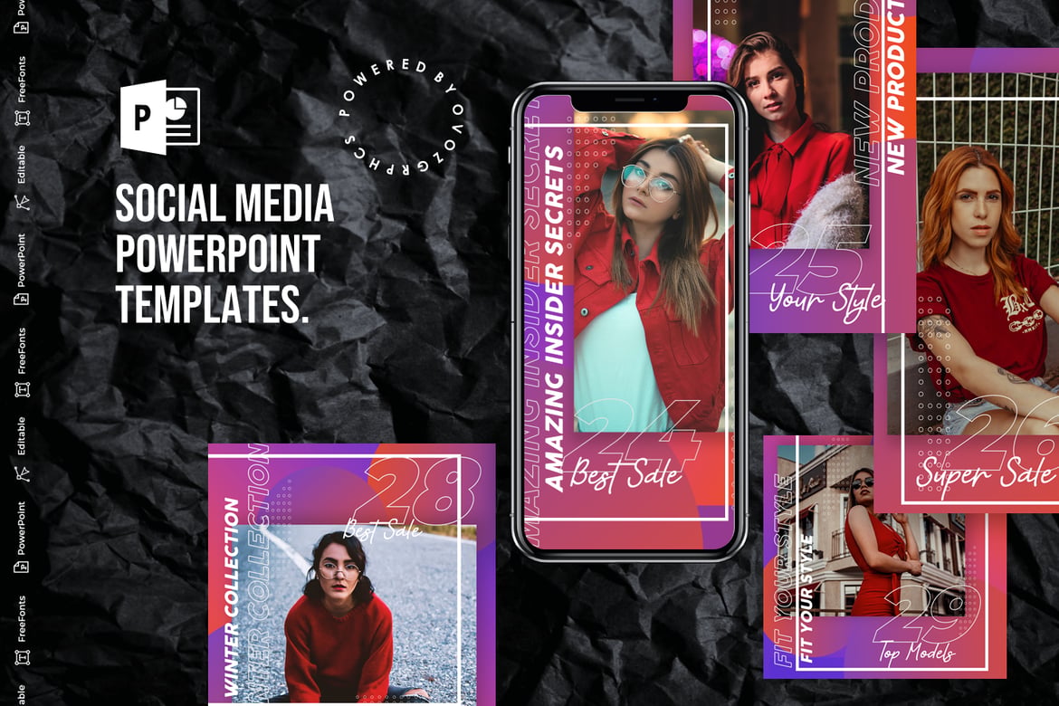 Template PowerPoint Media Sosial Modern dan Kreatif