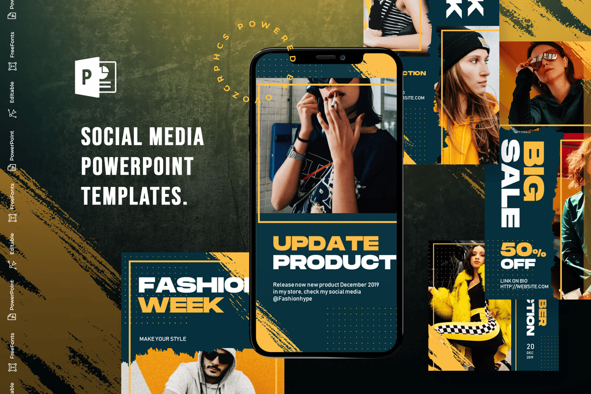 Template PowerPoint Media Sosial Kreatif untuk Instagram