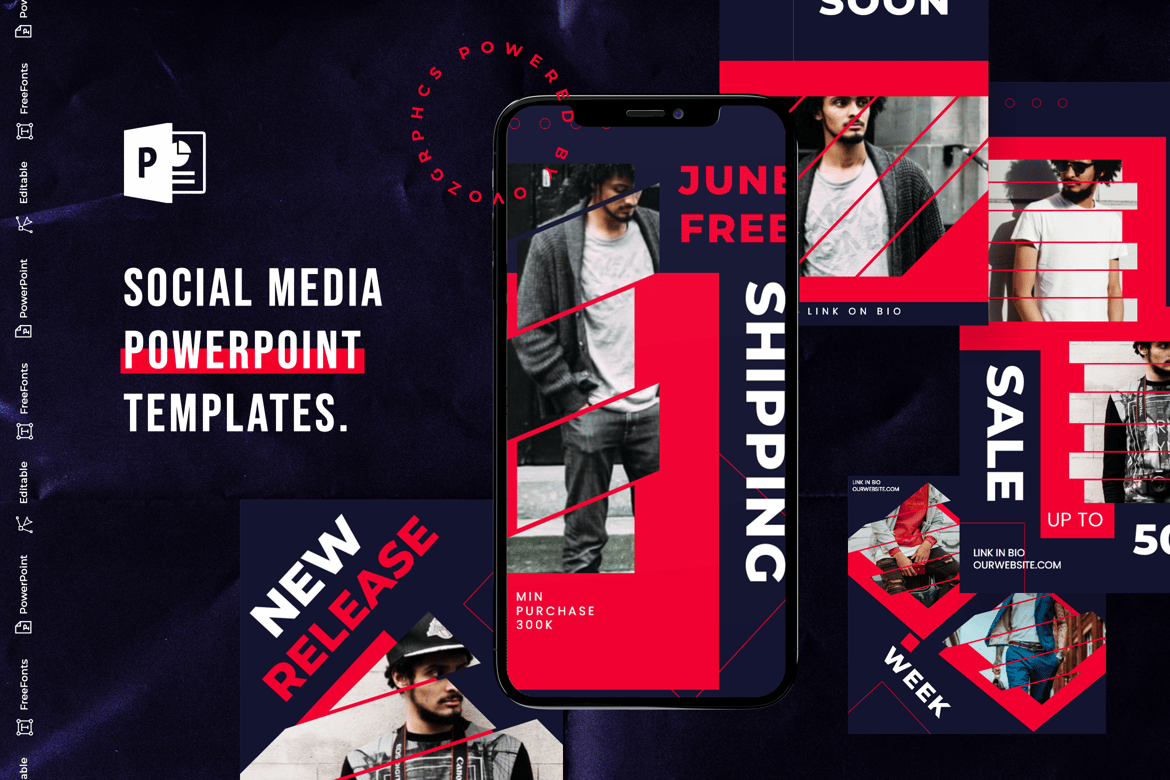 Template PowerPoint Media Sosial Kreatif untuk Instagram