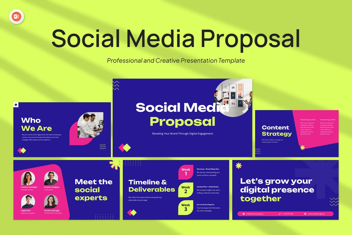 Template Presentasi PowerPoint Proposal Media Sosial yang Menarik