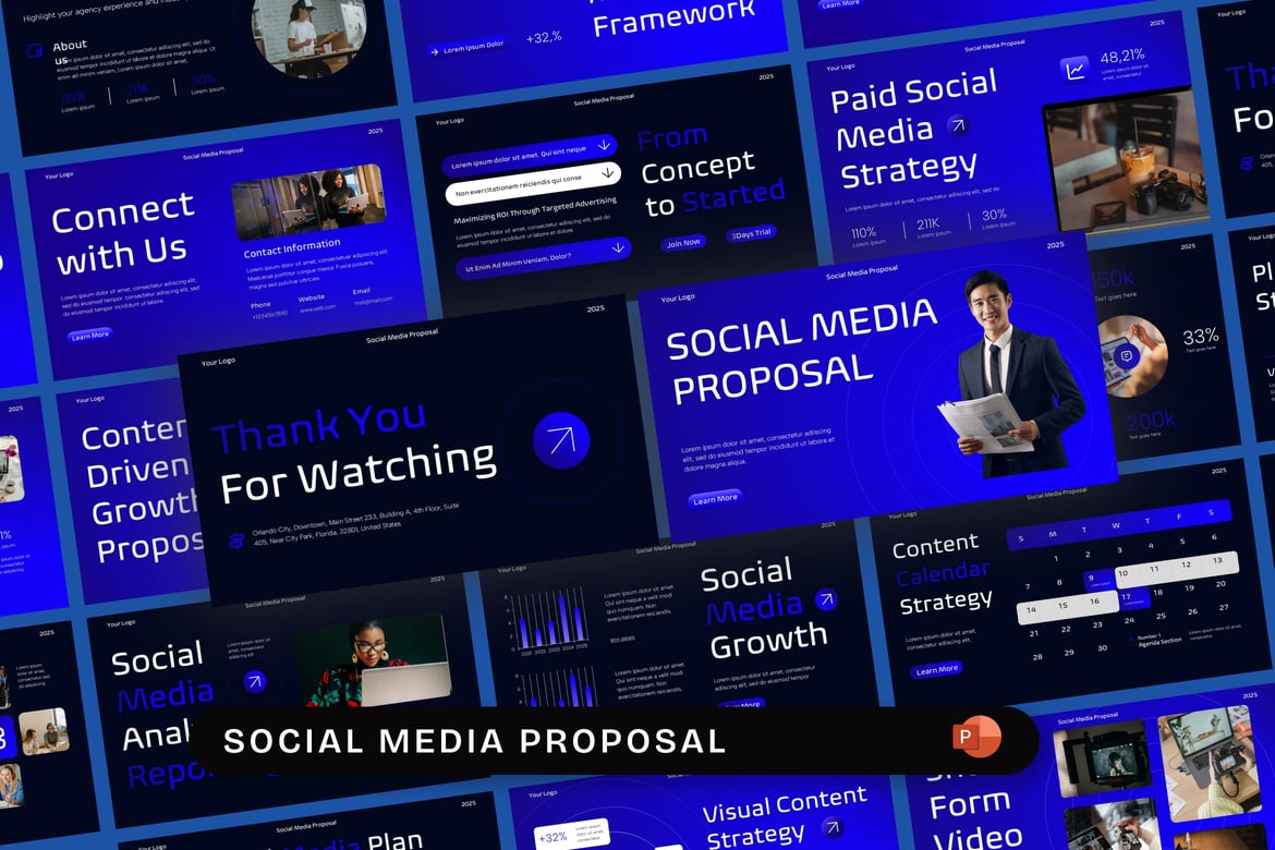 Template Presentasi PowerPoint Proposal Media Sosial yang Menarik