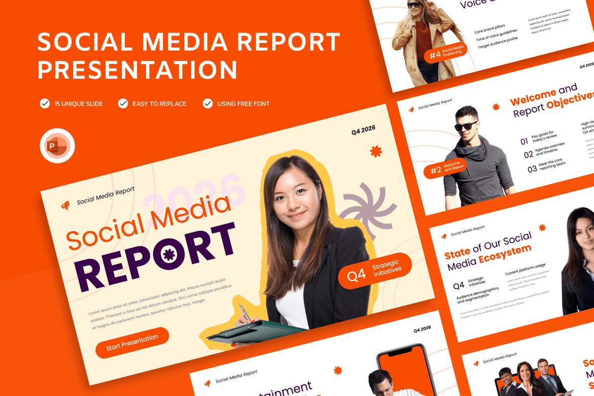 Template Presentasi PowerPoint Laporan Media Sosial yang Menarik dan Profesional