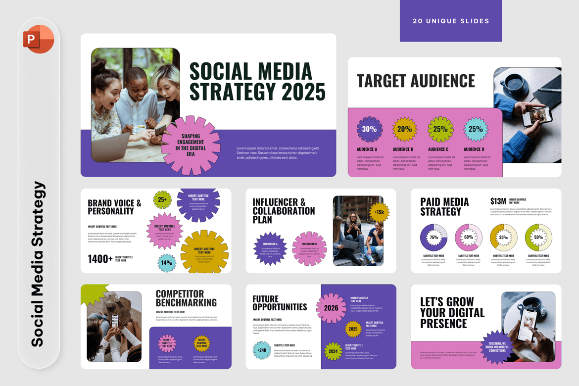 Template PowerPoint Strategi Media Sosial yang Efektif