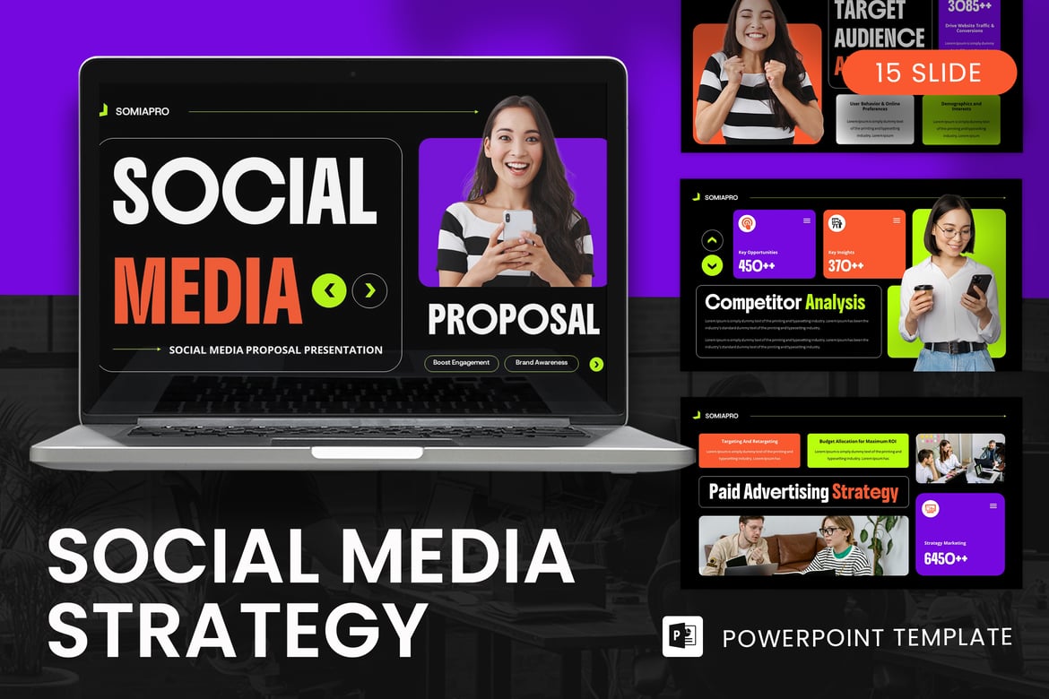 Template PowerPoint Strategi Media Sosial yang Menarik