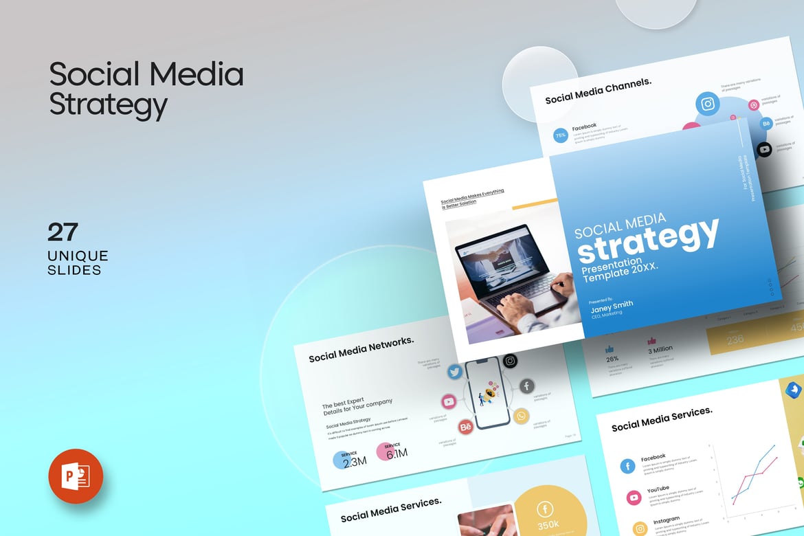 Template PowerPoint Strategi Media Sosial yang Menarik dan Profesional