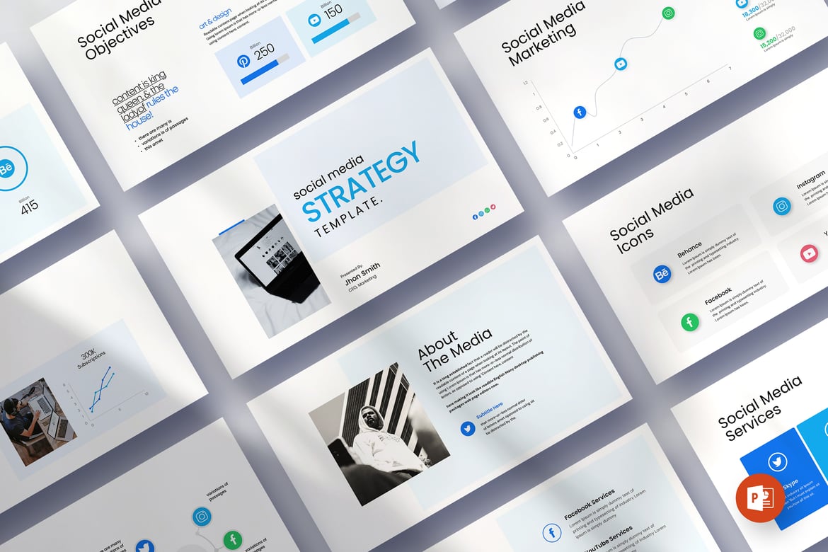 Template PowerPoint Strategi Media Sosial yang Menarik