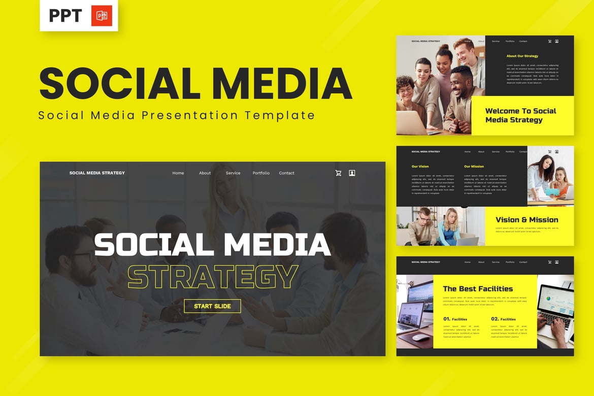 Strategi Media Sosial - Template Powerpoint Menarik