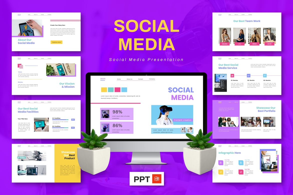 Template Presentasi PowerPoint Media Sosial dan Teknologi