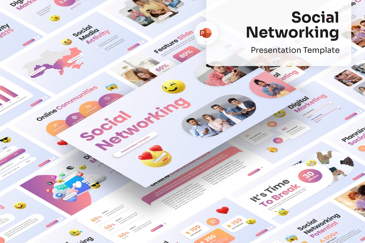 Template PowerPoint Jaringan Sosial yang Menarik