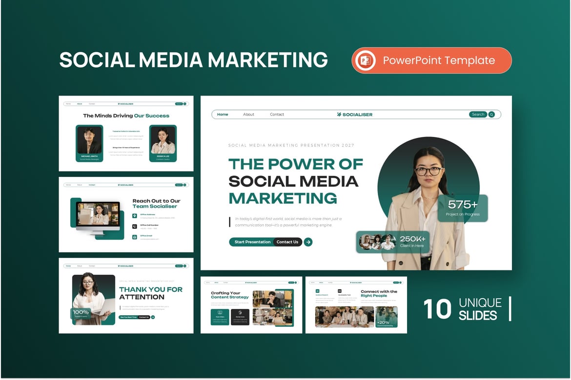 Template Presentasi Pemasaran Socialiser yang Menarik