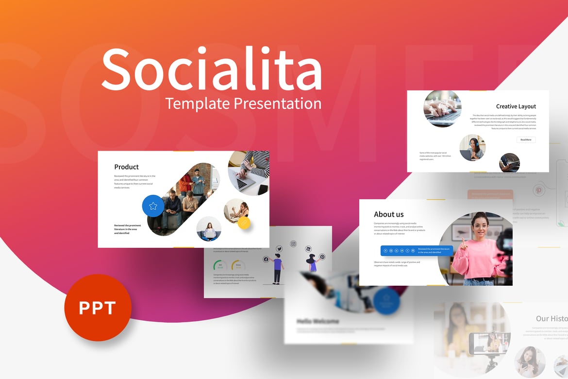 Template Presentasi PowerPoint Socialita yang Elegan dan Profesional
