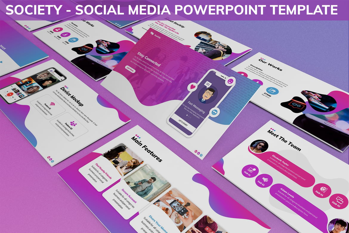 Template Presentasi Powerpoint Media Sosial - Society