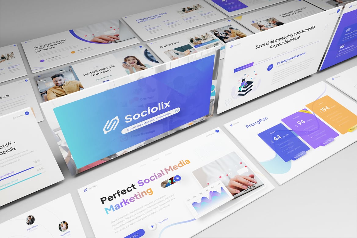 Sociolix - Template PowerPoint Pemasaran Media Sosial yang Menarik