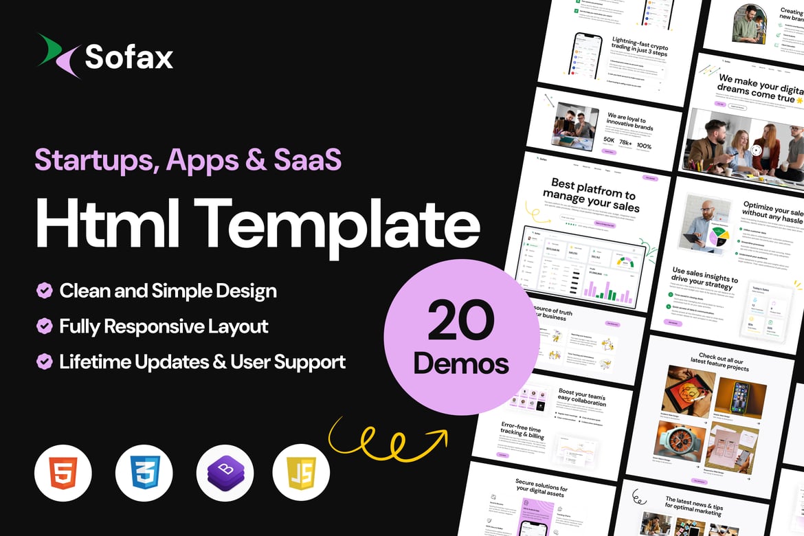 Sofax - Template Website HTML untuk SaaS dan Startup yang Menarik