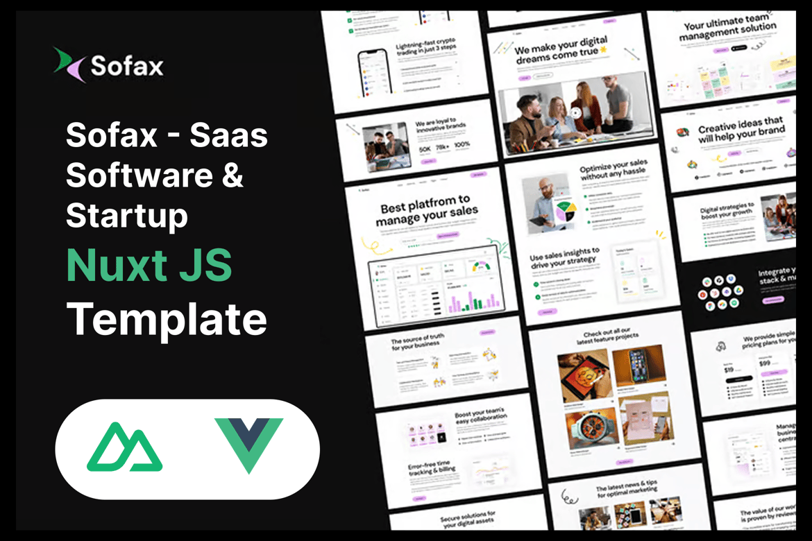Sofax - Template Website Nuxt JS untuk Startup dan Agensi Kreatif
