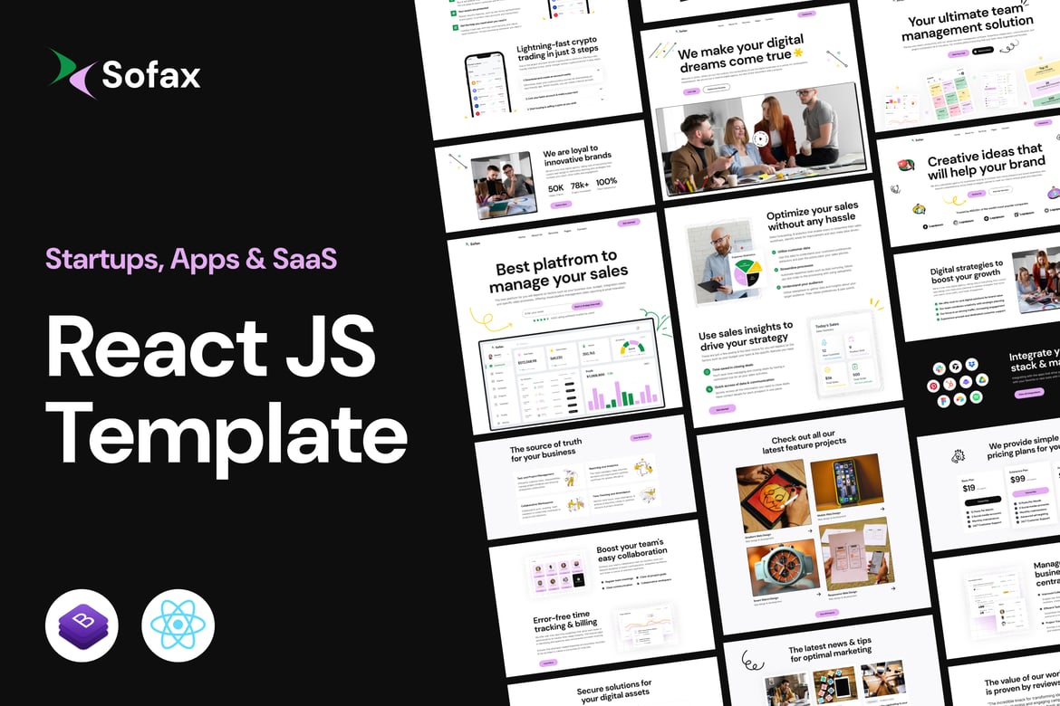 Sofax – Template Website React JS untuk Startup SaaS