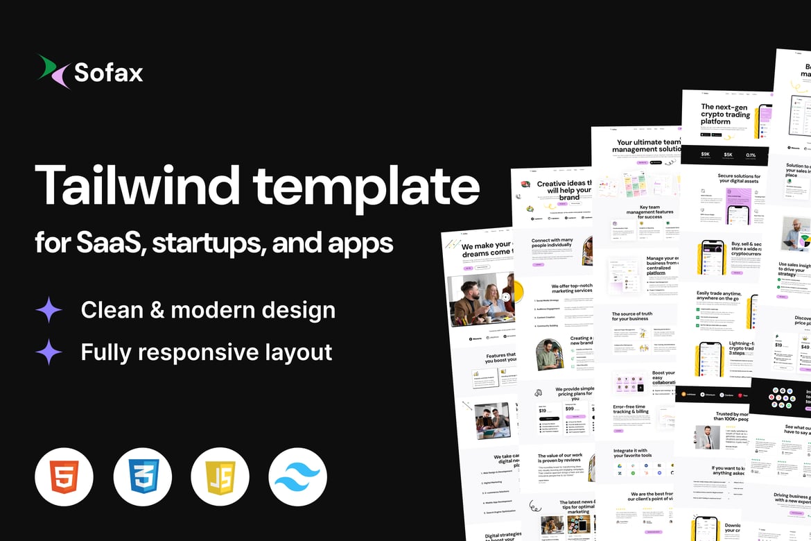 Sofax – Template Website Startup SaaS yang Menarik
