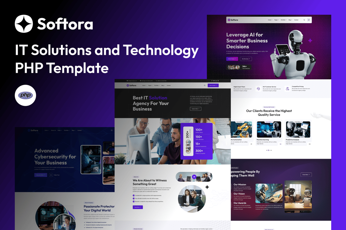 Softora – Template Website PHP Modern untuk Solusi IT dan Teknologi