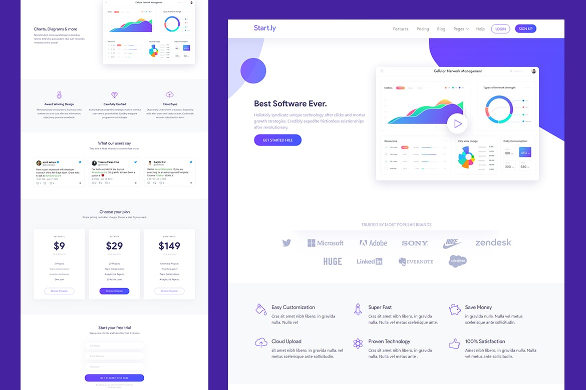 Template Landing Page Software & SaaS yang Menarik — Startly