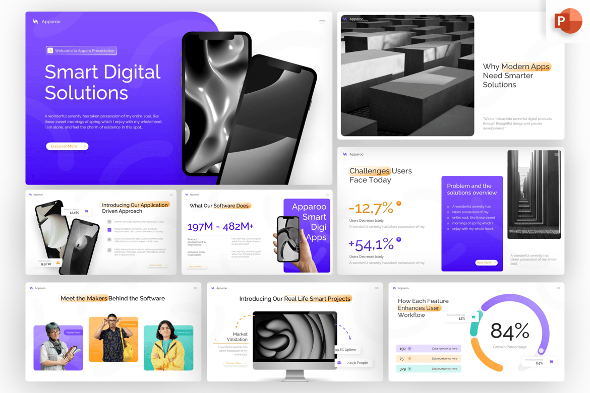 Template PowerPoint Pengembangan Aplikasi Software yang Modern dan Menarik