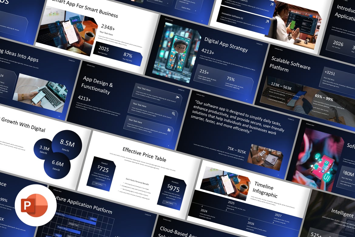 Template Presentasi PowerPoint untuk Software Apps yang Mengagumkan