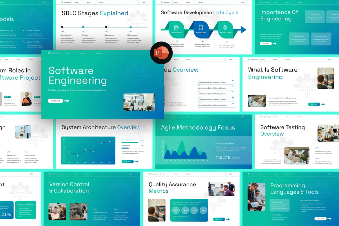 Template PowerPoint Rekayasa Perangkat Lunak Modern dan Profesional